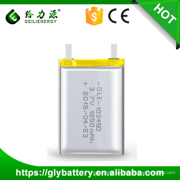 Batería del polímero de litio de 3.7V 1850mah 103450 para la luz solar